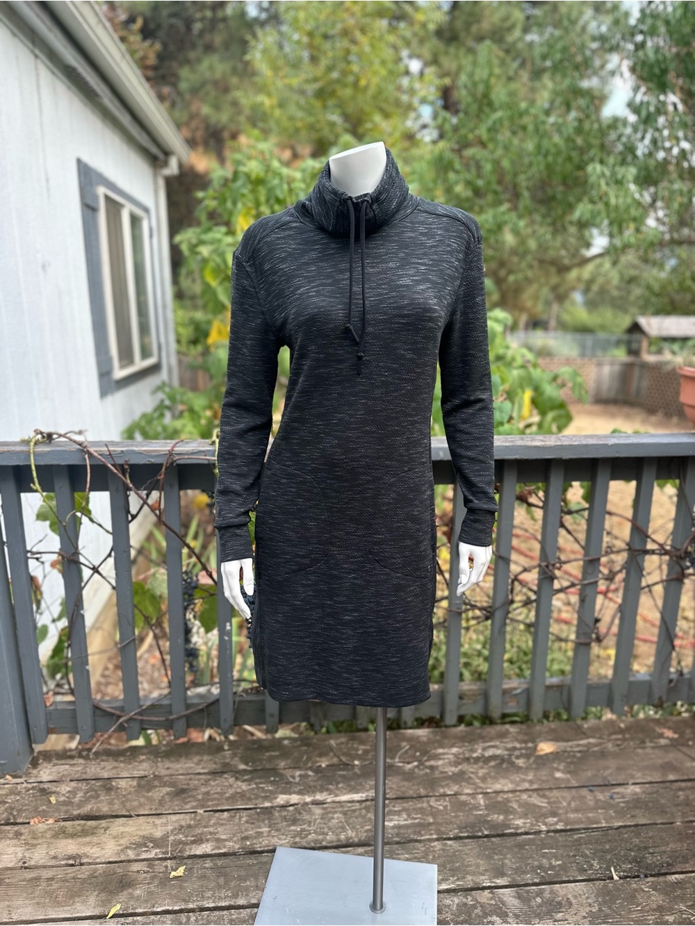 prAna Cozy Sweater Dress | Charcoal | Long Sleeve | pockets | XS | G-1796